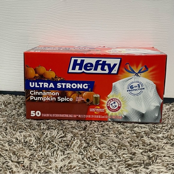 Hefty Kitchen Hefty Ultra Strong Cinnamon Pumpkin Spice Tall Kitchen Trash Bags 3 Gallon X 5